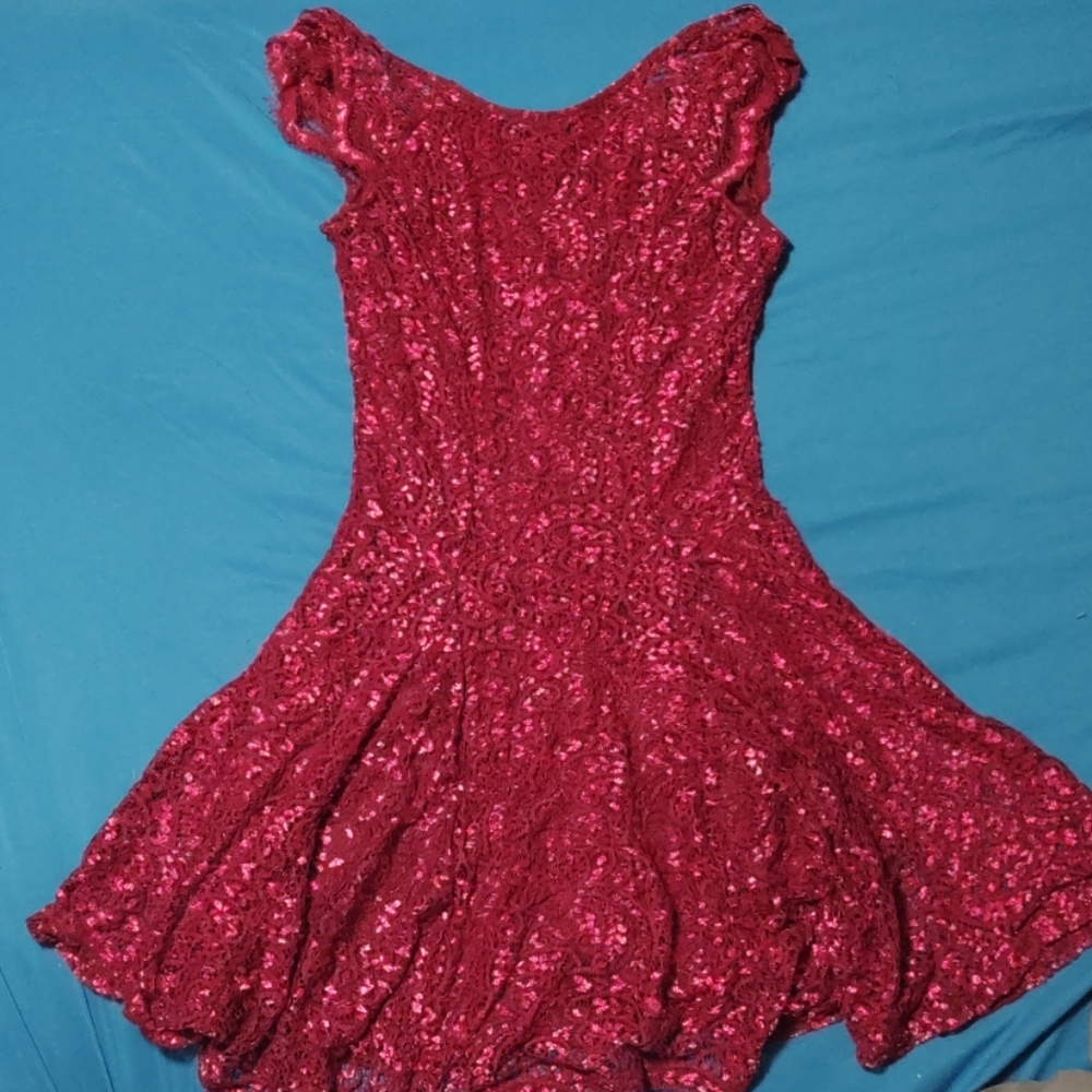 Pinkish red sparkly dress